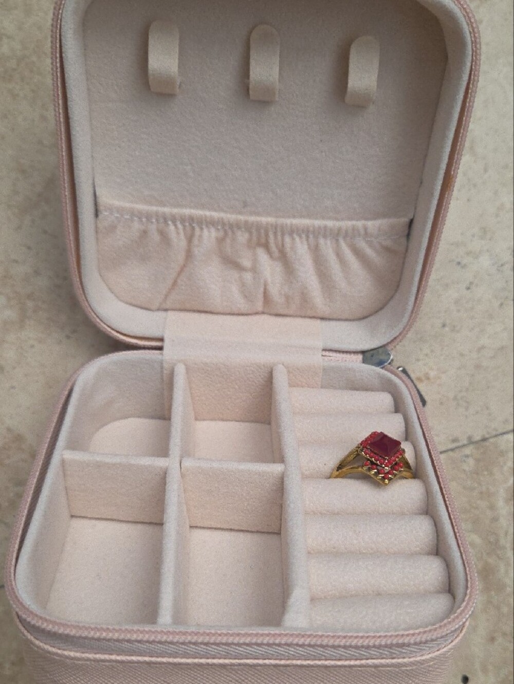 Pink Travel Jewelry Box with Ring Organizer - Picture 6 of 6